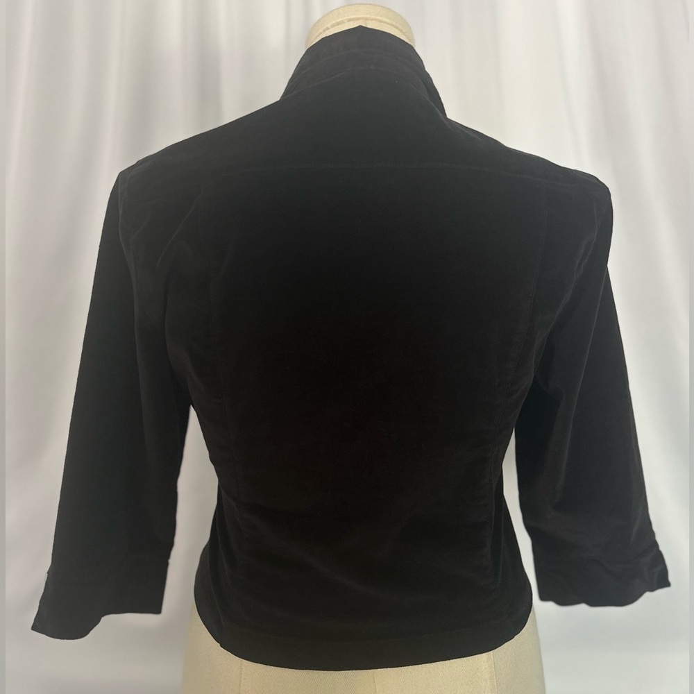 De Code Black Velvet Wrap Jacket Cropped Blazer Rhinestone Buckle Size L (1250) - Picture 4 of 15